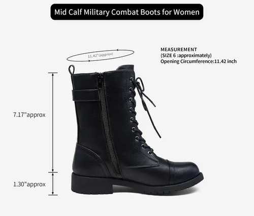 Vista 2 de Vepose Botas de combate militares de 28 a media pantorrilla para mujer con bolsillo tipo billetera para cuchillo de tarjetas