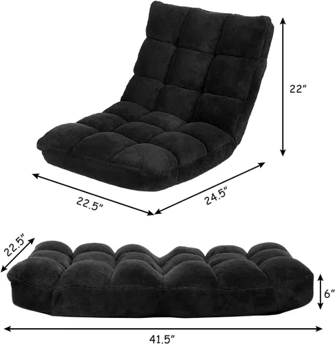Vista 3 de KOMFOTT Silla de suelo ajustable de 14 posiciones con soporte trasero, sofá plegable acolchado para juegos para lectura, meditación, sala de estar