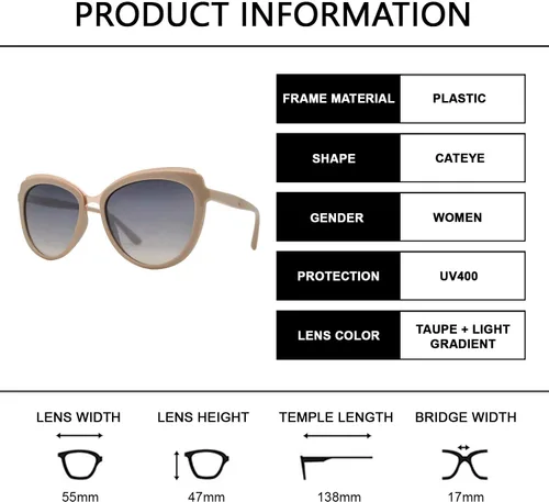 Vista 6 de Froya - Gafas de sol redondas ovaladas Cateye para mujer, protección UV