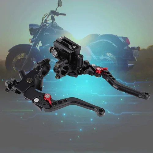Vista 3 de Fydun 1 par de palancas universales de depósito de cilindro maestro de embrague de freno de motocicleta de 7/8 pulgadas, 0.866 in, juego izquierdo
