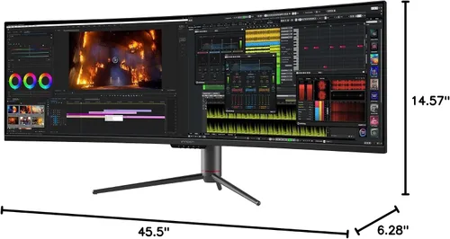 Vista 10 de INNOCN Monitor curvo para juegos de 49" 144Hz Ultrawide 32:9 WDFHD 3840 x 1080P, R1800, 99% sRGB, HDR400, USB tipo C, DisplayPort, HDMI, altavoces