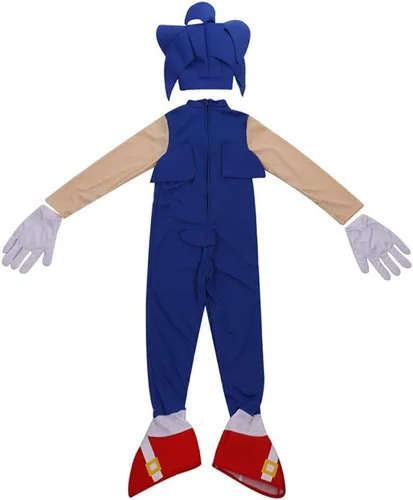 Vista 3 de Disfraz de Sonic para niños, de dibujos animados, Halloween, cosplay, juego de espectáculo de escenario