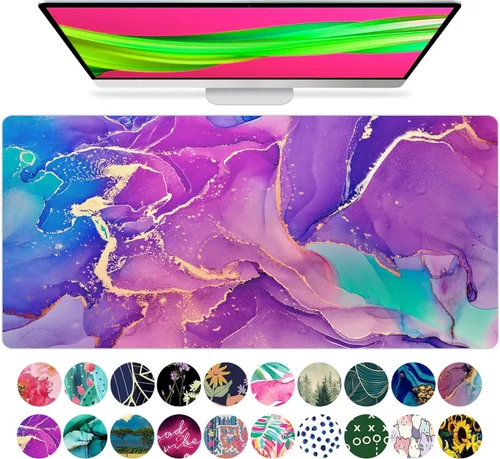 Vista 27 de French KOKO Alfombrilla de escritorio grande para mouse de 15 x 30 pulgadas, protector de escritorio floral extendido para teclado y mouse Llámame