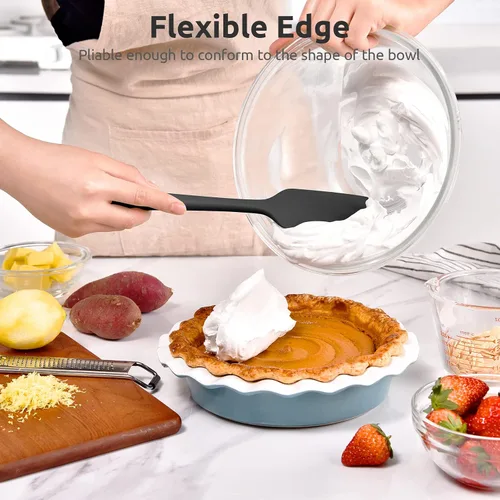 Vista 7 de U-Taste Juego de espátula de cuchara de silicona y espátula grande, raspador de goma flexible de alta resistencia al calor de 600 ºF, juego de 4