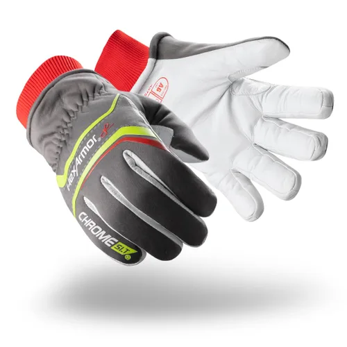 Vista 22 de HexArmor Chrome SLT® Series 4067 Leather Work Gloves, Large Resistente a los cortes, protección contra impactos 4067 Cuero Blanco y Naranja Impact