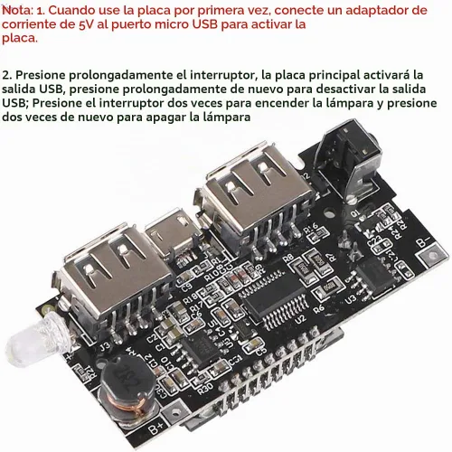 Vista 6 de Módulo de Carga de Batería Dual USB 18650 con Protección 4 piezas, Placa PCB de Banco de Energía, Módulo de Placa de Circuito Dual USB 5V 1A 2.1A