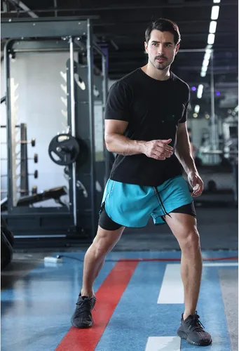 Vista 5 de OEBLD Mens Running Shorts 3 Inch Workout Gym 2-in-1 Pants Athletic Compression Tights