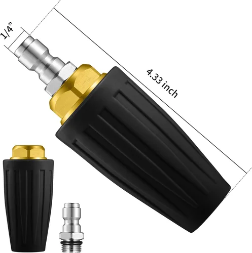 Vista 2 de Boquilla Turbo Lavadora a Presión 4000 PSI Máxima Boquilla de Lavadora a Presión Giratoria con Puntas de 1/4" de Conexión Rápida para Limpieza
