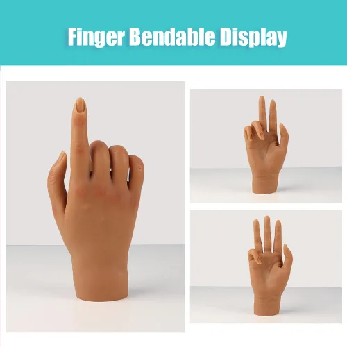 Vista 4 de Mano de práctica de silicona para uñas acrílicas, manos falsas para practicar uñas postizas, mano de maniquí para práctica de uñas y arte de uñas