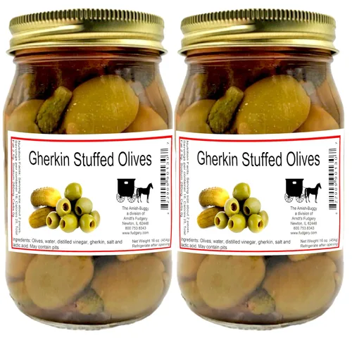 Vista 7 de Aceitunas grandes rellenas - Dos frascos de 16 oz. (aceitunas rellenas de queso Blau)