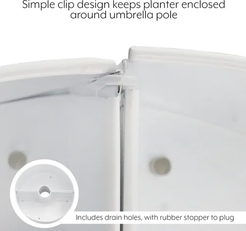 Vista 7 de AuldHome Design Maceta de sombrilla para mesa de patio con agujero para sombrilla (blanco)