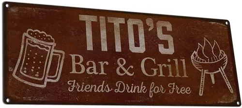 Vista 119 de Adam's Bar and Grill Friends Drink for Free, cartel de aluminio de 5.75 x 15.5 pulgadas, accesorios personalizados para bar y decoración de pared