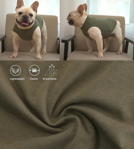 Vista 4 de Camisas Lisas para Perros, Ropa Sólida para Perros, Camiseta Ligera Elástica, Sin Mangas Blanca para Cachorros Chihuahua Gatos Disfraces Pequeños