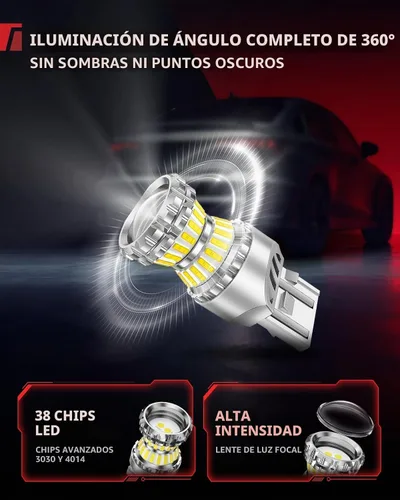 Vista 5 de Torchbeam 7440 7443 LED Bombilla de luz inversa 6000K Luz de Blanco 6000K