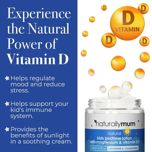 Vista 4 de NaturallyMum Loción de magnesio para niños con vitamina D Apoyo para la salud del sueño, corazón, hueso, nervio, intestino y músculo Alternativa