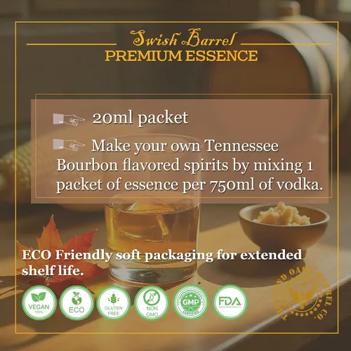 Vista 3 de Tennessee Bourbon Whiskey Flavor Essence (paquete individual), repuesto de sabor de licor para envejecimiento en barrica, mezcladores de cócteles