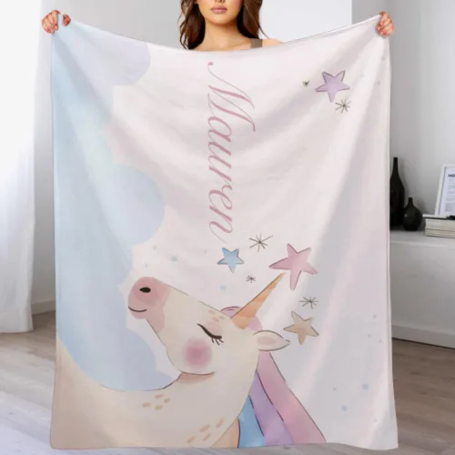 Vista 2 de Artsadd Mantas personalizadas con nombre para bebés niños y niñas, mantas de bebé personalizadas con nombre, manta personalizada para niños