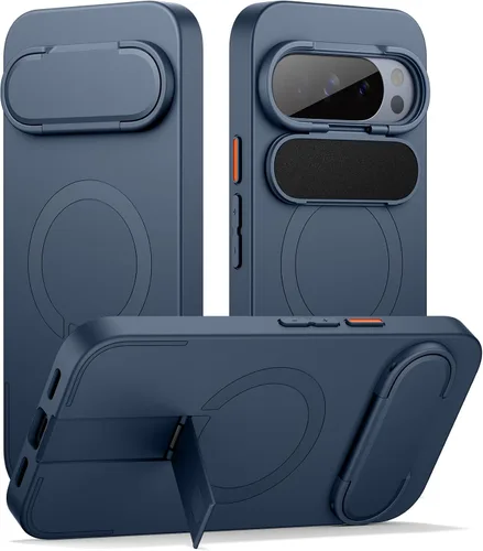Vista 8 de SURITCH Funda para teléfono Google Pixel 9 Pro XL, compatible con MagSafe, funda protectora con cubierta de cámara y soporte de metal ajustable