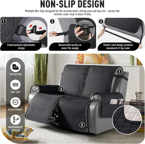 Vista 5 de TAOCOCO Funda reclinable 100% impermeable, antideslizante, lavable, con correas elásticas para las piernas, protector de muebles para perros