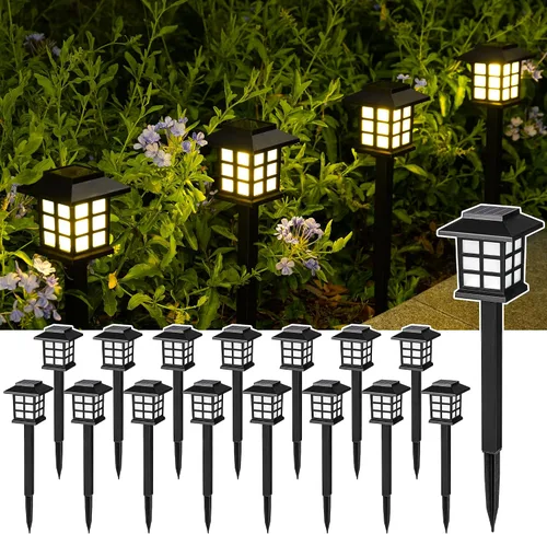 Vista 11 de SOLPEX Luces Solares para Exteriores, Paquete de 12 Luces Solares para Senderos, Luces de Pasarela para Exteriores, Luz de Jardín, Senderos Blanco
