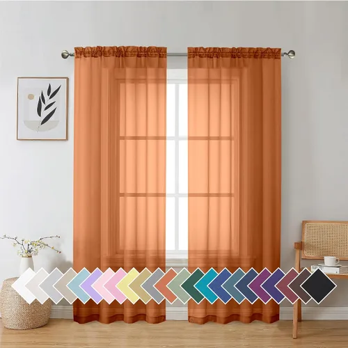 Vista 196 de Aiyufeng 2 paneles de cenefa transparente negra de 14 pulgadas de largo, cortinas cortas negras transparentes para dormitorio, cortinas de cocina