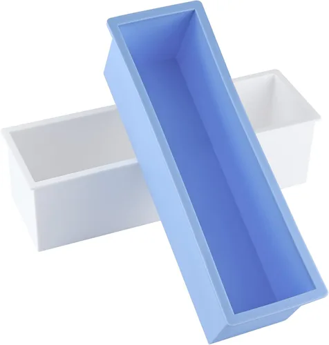 Vista 2 de Molde de jabón para pan con caja de plástico, molde rectangular de silicona flexible de 42 onzas, herramienta de fabricación de remolinos para jabón