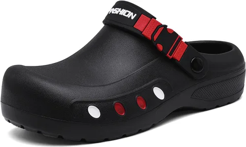 Vista 8 de MEIAGDT Zapatos de chef antideslizantes para hombre, impermeables y a prueba de aceite, con correas ajustables, suaves y cómodos, adecuados