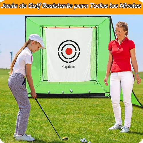 Vista 5 de Gagalileo 7x7x7FT Golf Driving Cage with Steel Frame and Quiet Target