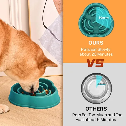 Vista 4 de Cuencos de alimentación lenta para perros pequeños y medianos, cuenco de alimentación de rompecabezas con cuña antideslizante para cachorros, no 2