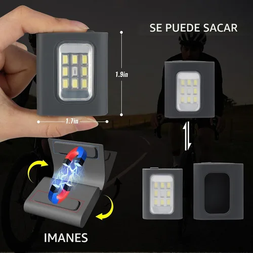 Vista 3 de Molrebe - Paquete de 2 luces de correr con clip, luces de seguridad magnéticas recargables