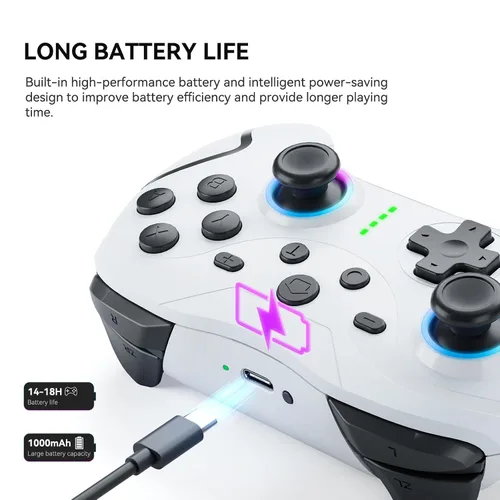 Vista 4 de Olimoxi Switch Controller, Switch Pro Controller Wireless for SwitchSwitch LiteSwitch OLEDWindows PC,Wireless Switch Controller with RGB LED