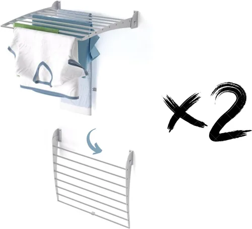 Vista 11 de foxydry Rejilla de secado plegable para montar en la pared, plegable que ahorra espacio, 24 pulgadas Negro - Cerrando