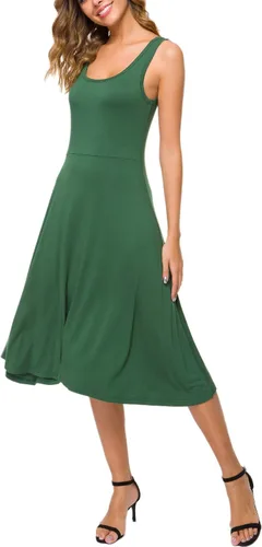 Vista 4 de Urban CoCo Vestido midi acampanado sin mangas con cuello en U para mujer vestido de verano