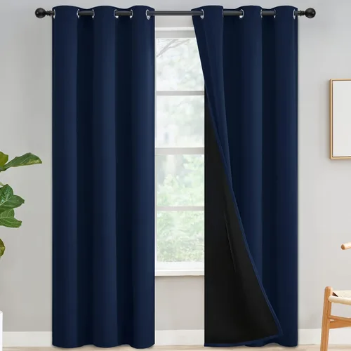 Vista 99 de Yakamok Cortinas negras, cortinas de ventana con aislamiento térmico y eficiencia energética para dormitorio, cortinas opacas completas y cortinas