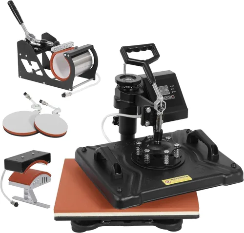 Vista 2 de ZENY Máquina de prensa de calor por sublimación digital 5 en 1 de 12 x 15 pulgadas, máquina de prensa de camisas oscilante de 360°, máquina