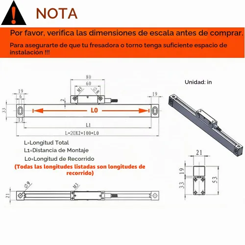Vista 5 de DRO - Pantalla de lectura digital de 3 ejes+3 piezas de escala lineal de vidrio para máquina de torno de molino CNC (150+200+300)