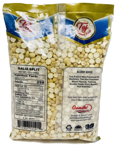 Vista 3 de TAJ Premium indian Dalia Split (garbanzos partidos asados Daliya), (14 onzas)