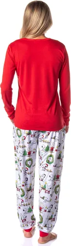 Vista 5 de INTIMO Peanuts Charlie Brown Snoopy Button Sleep Family - Conjunto de pijama navideño