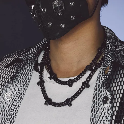 Vista 4 de Bandmax Barbed Wire Cuban Necklace for Women Men Stainless SteelBlack Gothic Thorns Skull Choker Necklace Bracelet Punk Jewelry -Gift Packed