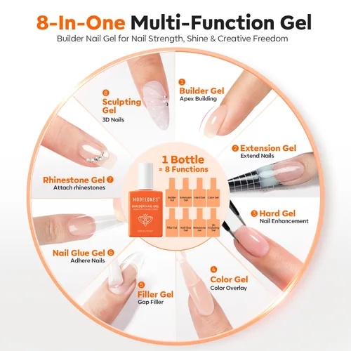 Vista 3 de modelones Builder Esmalte de uñas en gel, blanco lechoso constructor blanco