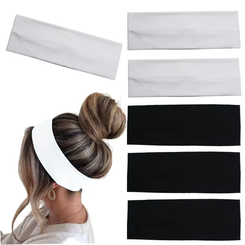 Vista 11 de 6 diademas negras para mujer, diadema de algodón antideslizante, elástica, soporte para la cabeza, accesorios para el cabello