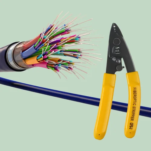 Vista 7 de CFS-3 Pelacables de fibra óptica de 3 orificios de puerto con mango de 6 pulgadas - Llave hexagonal ajustable para chaqueta, amortiguador y pelado