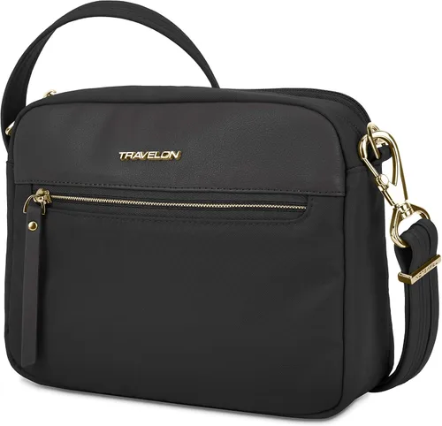 Vista 4 de Travelon Addison - Bolso bandolera pequeño antirrobo, Negro -, Travelon Addison - Antirrobo - Bolso bandolera pequeño