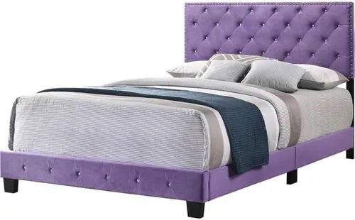 Vista 8 de Glory Furniture Suffolk - Cama individual tapizada de terciopelo, color morado