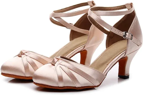 Vista 9 de VCIXXVCE Zapatos de baile de salón para mujer, con puntera cerrada, tacones de baile social