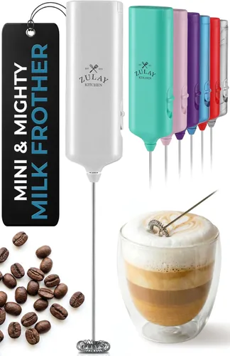 Vista 23 de Varita de espumador de leche mini y potente – Potente espumador de café de mano, mezclador de bebidas operado con batería – Tamaño de bolsillo