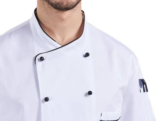 Vista 5 de Nanxson Unisex Hombres Chaqueta de Chef Verano Manga Corta Transpirable Ropa de Trabajo Uniforme CFM0048