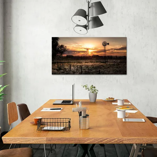 Vista 2 de LevvArts Arte de pared de gran tamaño para decoración de paisajes rurales, molino de viento al atardecer, pintura de fotografía, lienzo impreso