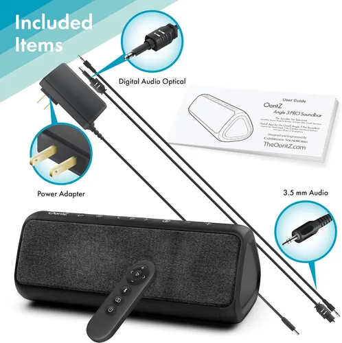 Vista 3 de OontZ Barra de sonido Angle 3 Pro - Barra de sonido estéreo Bluetooth 5.0 con cable e inalámbrica para TV, conexión óptica/auxiliar/Bluetooth