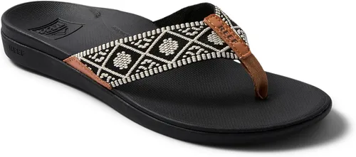 Vista 3 de REEF Sandalias ortopédicas tejidas para mujer Negro/Blanco